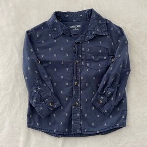 Cherokee 2T Skull and Cross bone Button Up Shirt